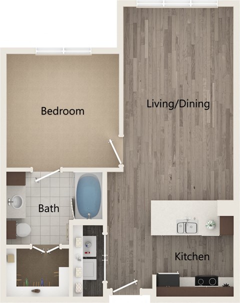 Pet-Friendly Apartments in Sandy Springs – Arabelle Perimeter -  floorplan of our one bedroom apartment